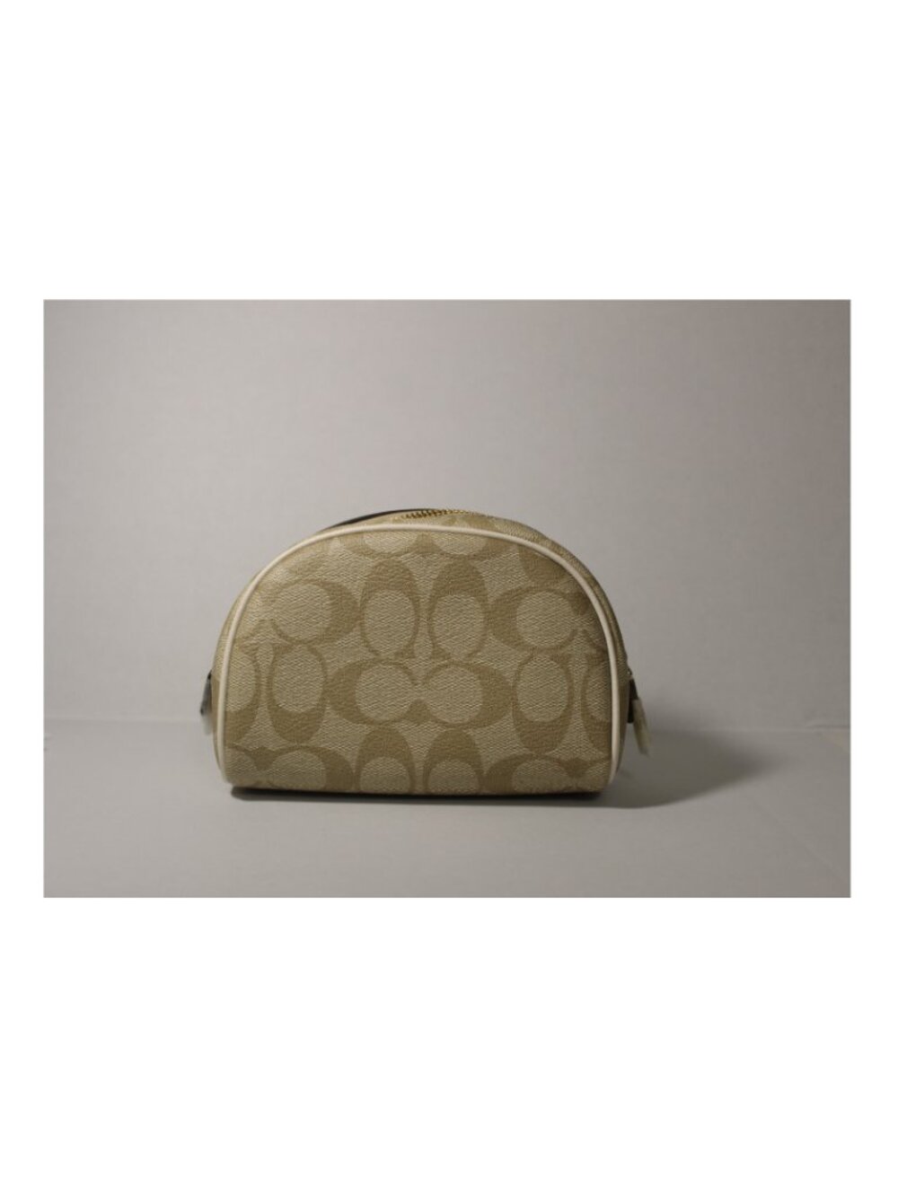 Coach Dome Cosmetic Case Signature Canvas Tan Khaki Chalk Makeup Bag CA825 - Picture 6 of 6